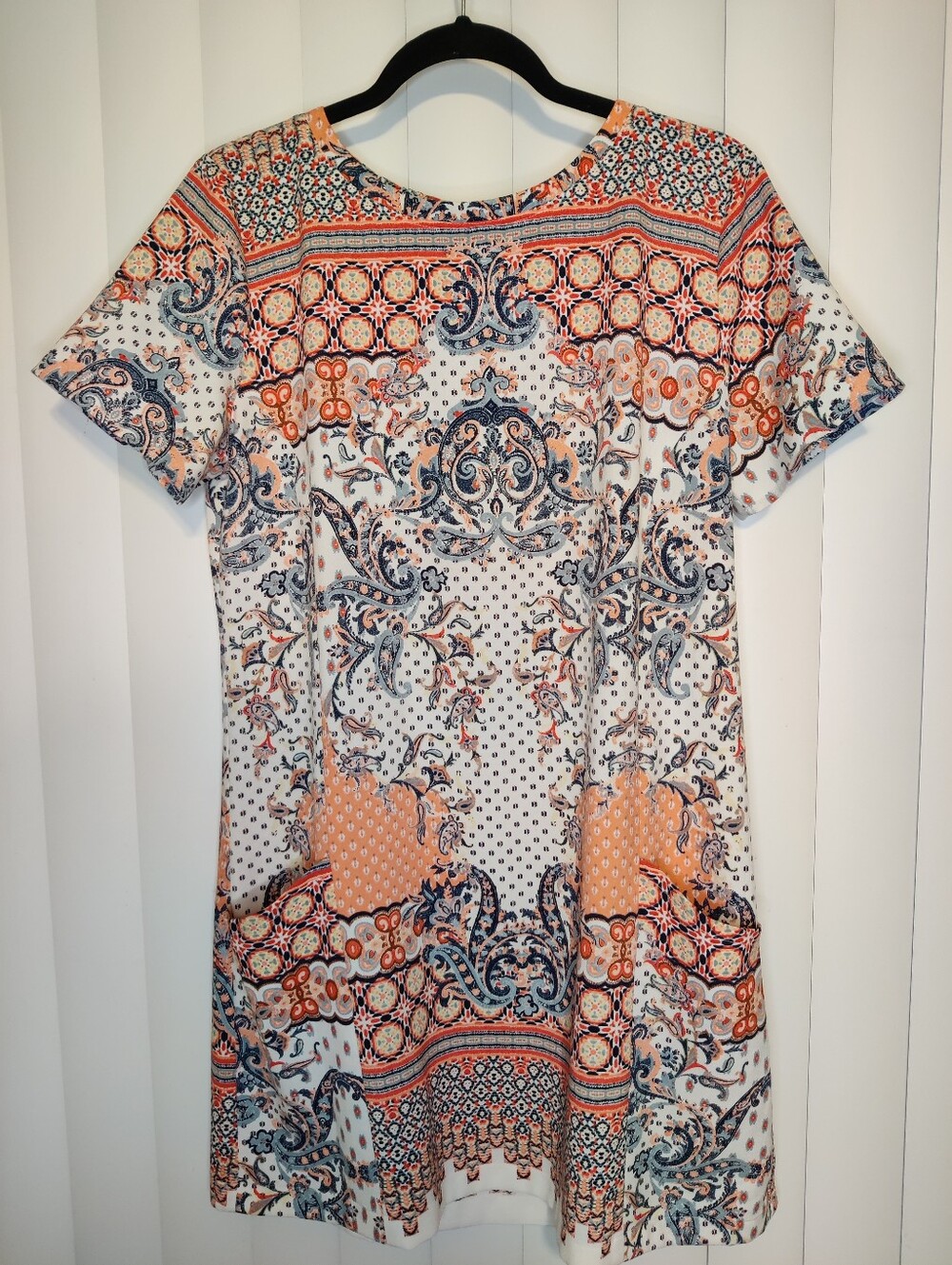 Abercrombie & Fitch White Mini Dress with Orange and Blue Paisley Print
